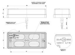 Lampa cofania (lewa/prawa), HOR 62: LED 12/24 V, przewód płaski 2x0,75 mm2, długość 0,5 m Horpol LCD 657