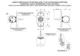Lampa obrysowa potrójna HOR 77 na wysięgniku prostym, krótkim diodowa 12/24V (przewód 0,5 m) Horpol LD 2040