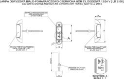 Lampa obrysowa (lewa/prawa), HOR 83: pozycyjne przednie, obrysowe boczne, pozycyjne tylne, LED 12/24 V, przewód okrągły 2x0,75 mm2, długość 0,5 m Horpol LD 2166