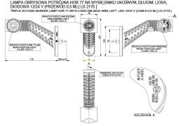 Lampa obrysowa potrójna HOR 77A - ODBŁYŚNIK, LEWA, na wysięgniku ukośnym, długim, diodowa 12/24V (przewód 0,5 m) Horpol LD 2175