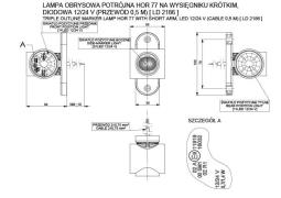 Lampa obrysowa potrójna HOR 77A - ODBŁYŚNIK, na wysięgniku prostym, krótkim, diodowa 12/24V (przewód 0,5 m) Horpol LD 2186