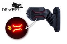Lampa obrysowa trzyfunkcyjna na wysięgniku krótkim ukośnym HOR 134 - DRAGON, diodowa 12/24 V, lewa (przewód 2x0,75 mm2, długość 0,6 m) Horpol LD 3063