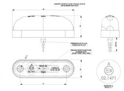 Lampa obrysowa owalna diodowa, czerwona 12/24 V (przewód 0,5 m) Horpol LD 410