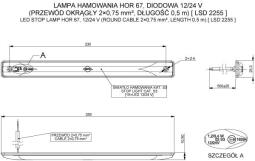 Lampa hamowania HOR 67, diodowa 12/24 V (przewód okrągły 2x0,75 mm2, długość 0,5 m) Horpol LSD 2255