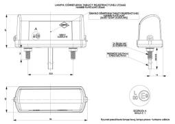 Lampa oświetlenia tablicy rejestracyjnej uniwersalna - mała HOR 63, diodowa 12/24 V (przewód płaski 2x0,75 mm), lampy: lewa i prawa Horpol LTD 665