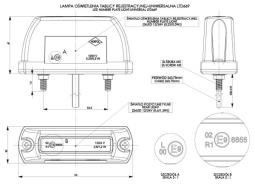 Lampa oświetlenia tablicy rejestracyjnej uniwersalna - mała HOR 63, czerwona, diodowa 12/24 V - LTD 669 (przewód płaski 2x0,75 mm - 0,5 m) Horpol LTD 669