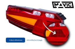 Lampa zespolona tylna MAVIC (prawa), HOR 108: pozycyjne NEON, hamowania NEON, kierunkowskaz NEON, cofania, przeciwmgielne, trójkąt odblaskowy, LED 12/24 V, przewód 6×0,5 mm2, długość 1,5 m Horpol LZD 2651