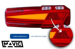 Lampa zespolona tylna MAVIC (prawa), HOR 108: pozycyjne NEON, hamowania NEON, kierunkowskaz NEON, cofania, przeciwmgielne, trójkąt odblaskowy, LED 12/24 V, przewód 6×0,5 mm2, długość 1,5 m Horpol LZD 2651