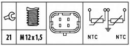 Czujnik, temperatura płynu chłodzącego HELLA 6PT 009 309-581