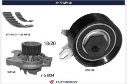 Pompa wodna + zestaw paska rozrządu Hutchinson KH 73WP148