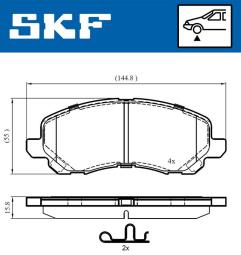 Zestaw klocków hamulcowych, hamulce tarczowe SKF VKBP80169A