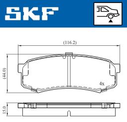 Zestaw klocków hamulcowych, hamulce tarczowe SKF VKBP90136
