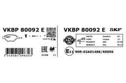 Zestaw klocków hamulcowych, hamulce tarczowe SKF VKBP80092E