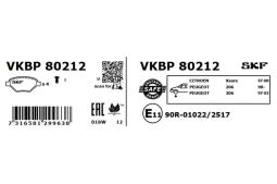 Zestaw klocków hamulcowych, hamulce tarczowe SKF VKBP80212