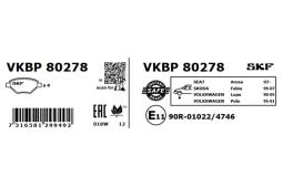 Zestaw klocków hamulcowych, hamulce tarczowe SKF VKBP80278