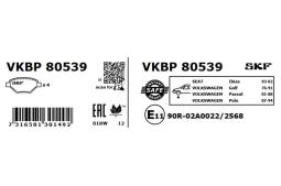 Zestaw klocków hamulcowych, hamulce tarczowe SKF VKBP80539